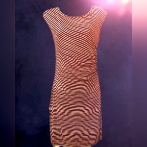 Ann Taylor Loft red and white striped sheath dress